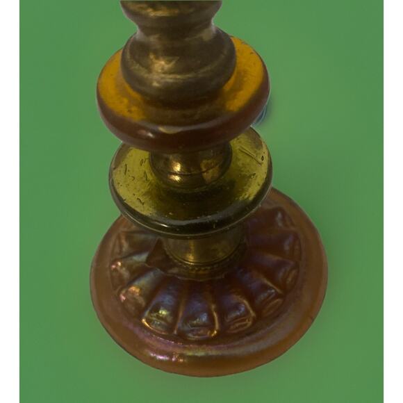 Ornate Decorative Brass And Iridescent Glass Finial Paperweight 6"H x 2.5" - Picture 4 of 4